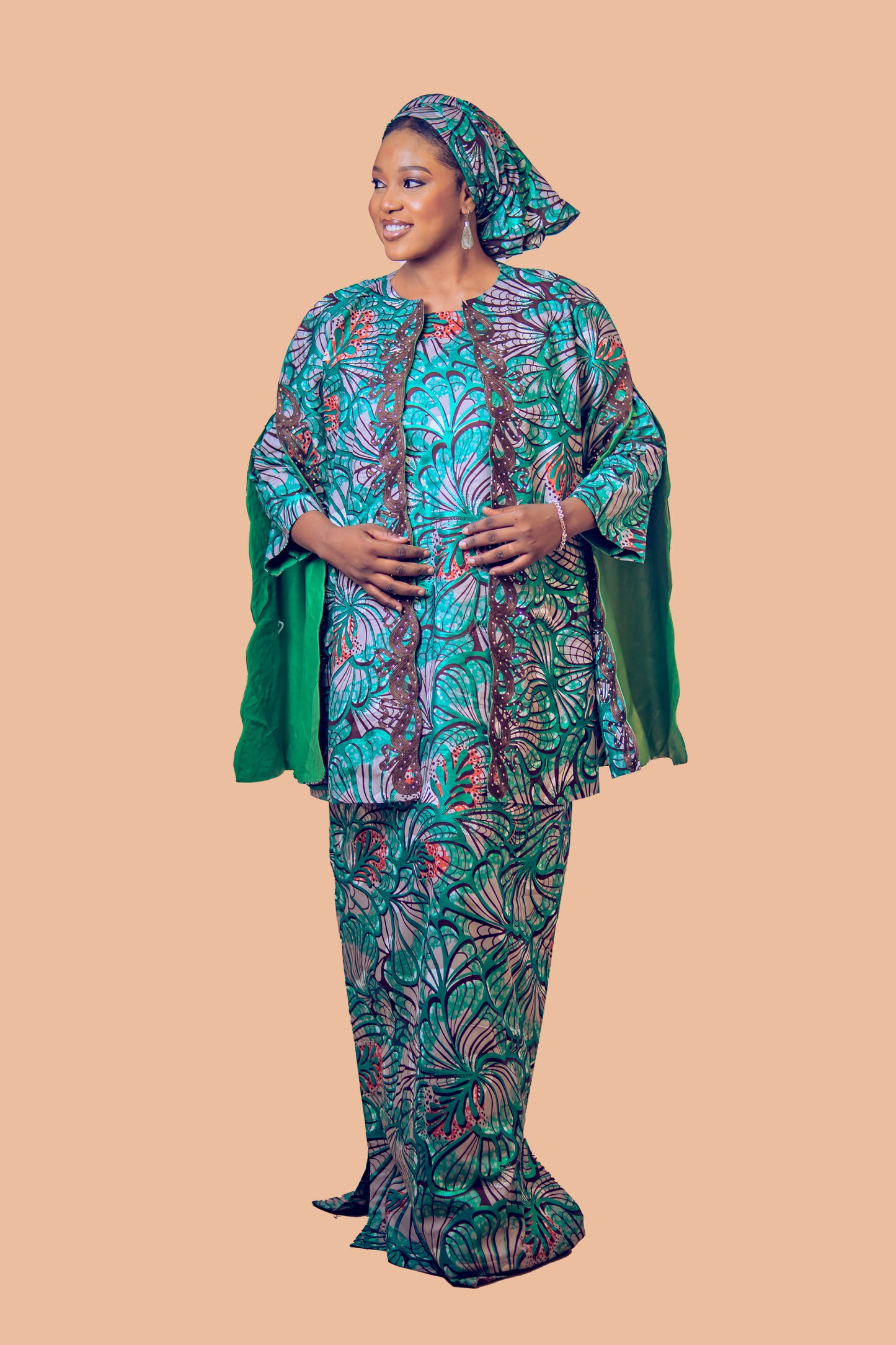 THE TEEMA MWOMAN CAPE DRESS GREEN