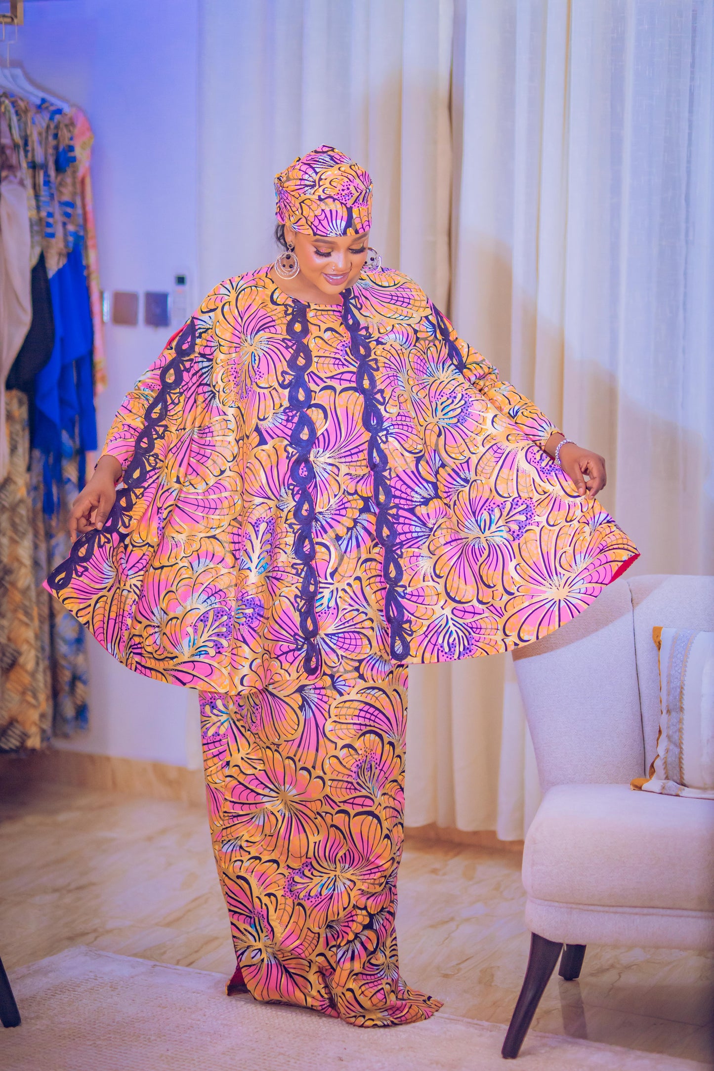 THE TEEMA MWOMAN CAPE DRESS PINK