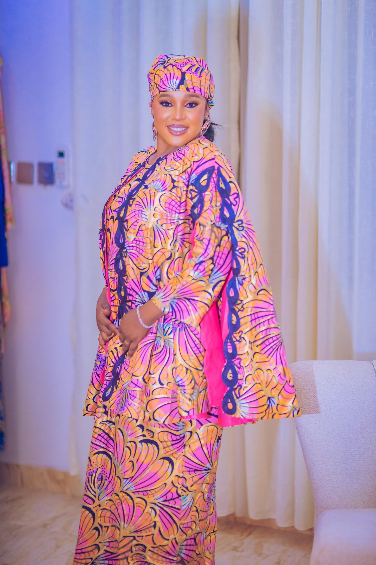 THE TEEMA MWOMAN CAPE DRESS PINK