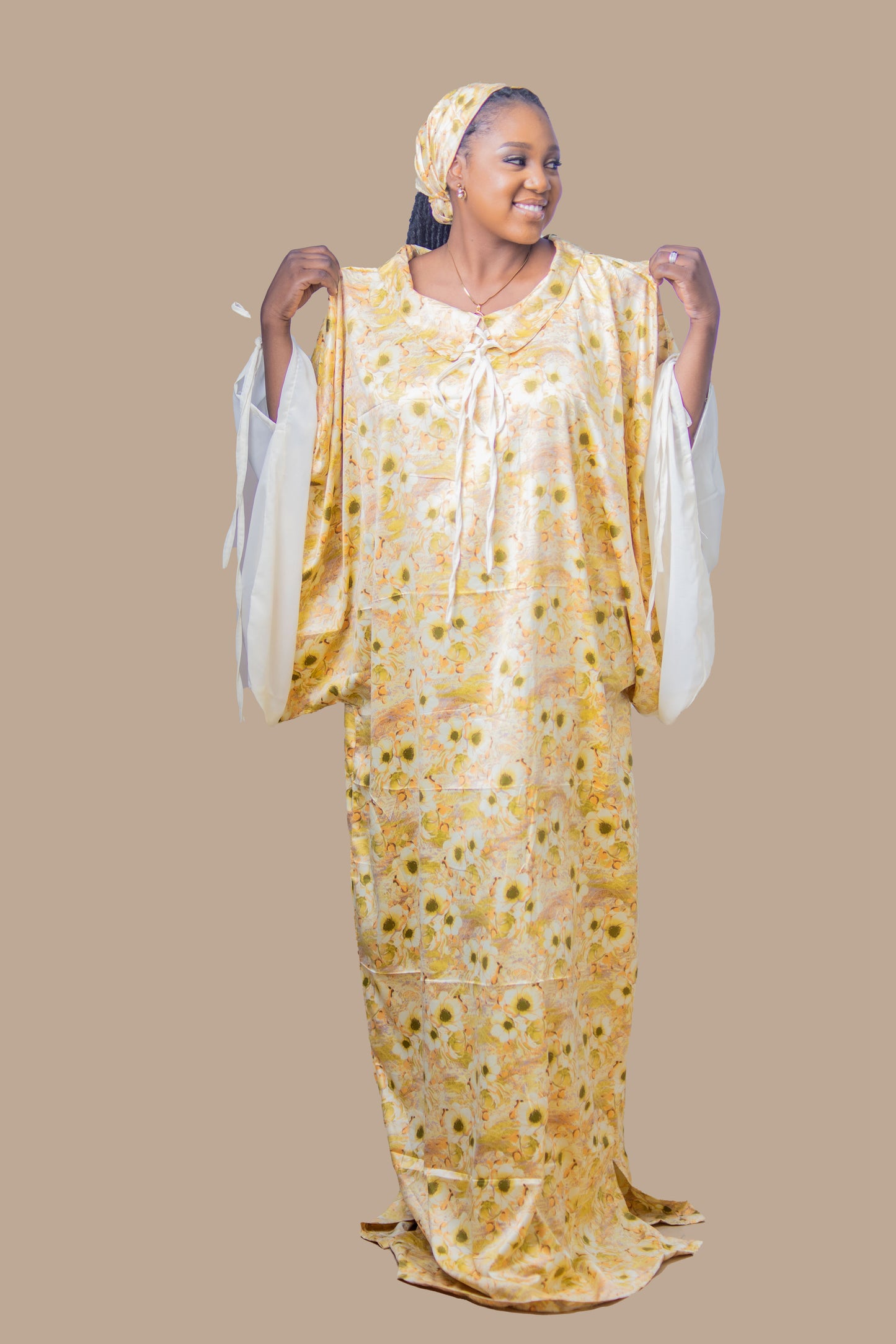 DARIA SILK BOUBOU DRESS YELLOW