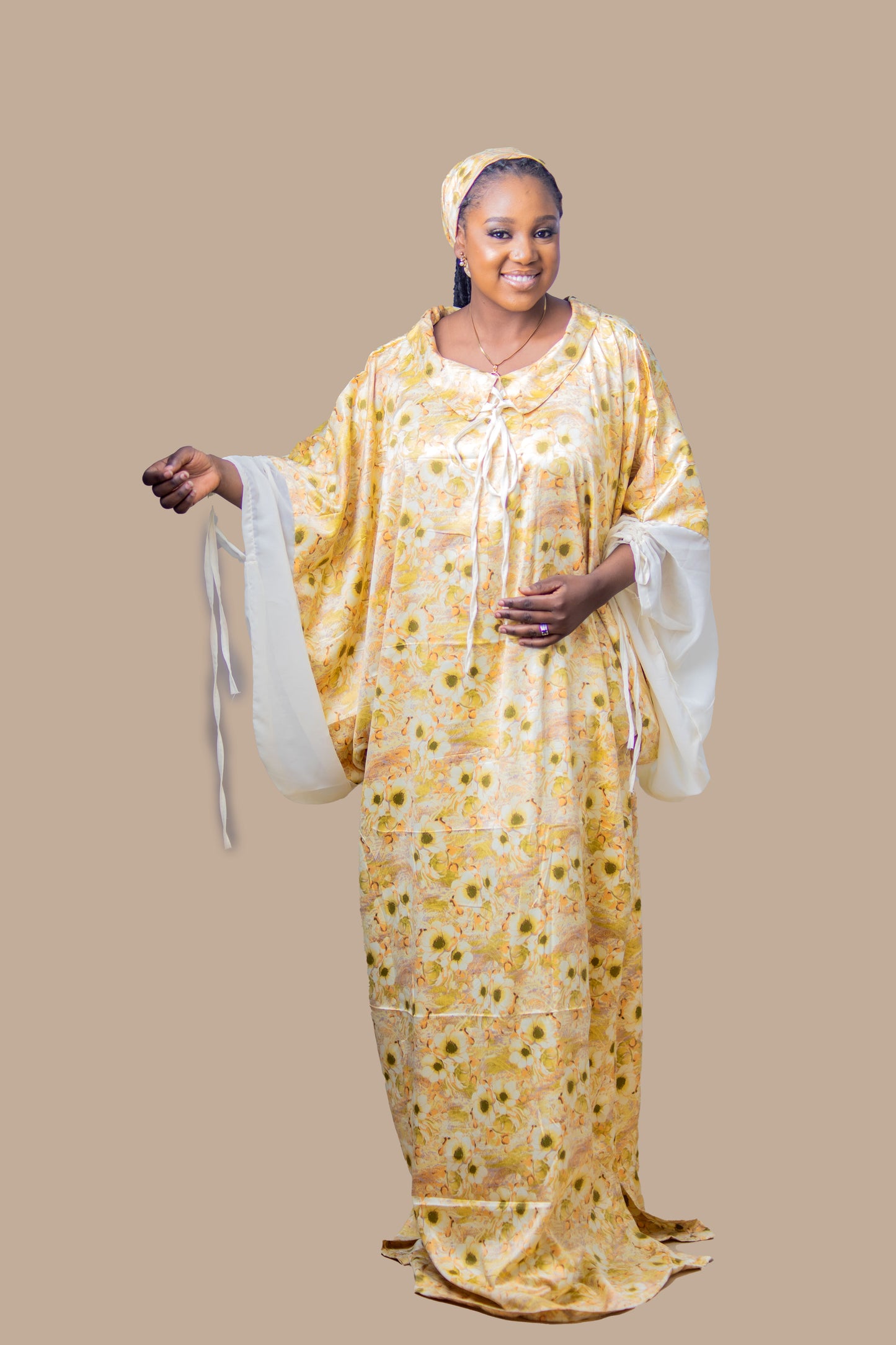 DARIA SILK BOUBOU DRESS YELLOW