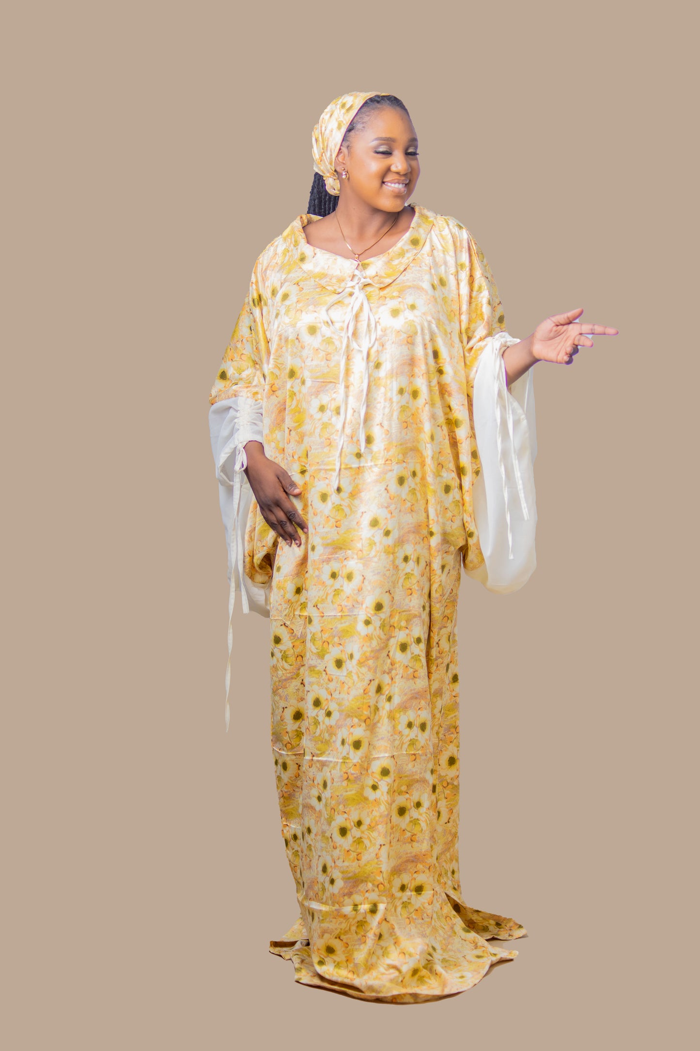 DARIA SILK BOUBOU DRESS YELLOW