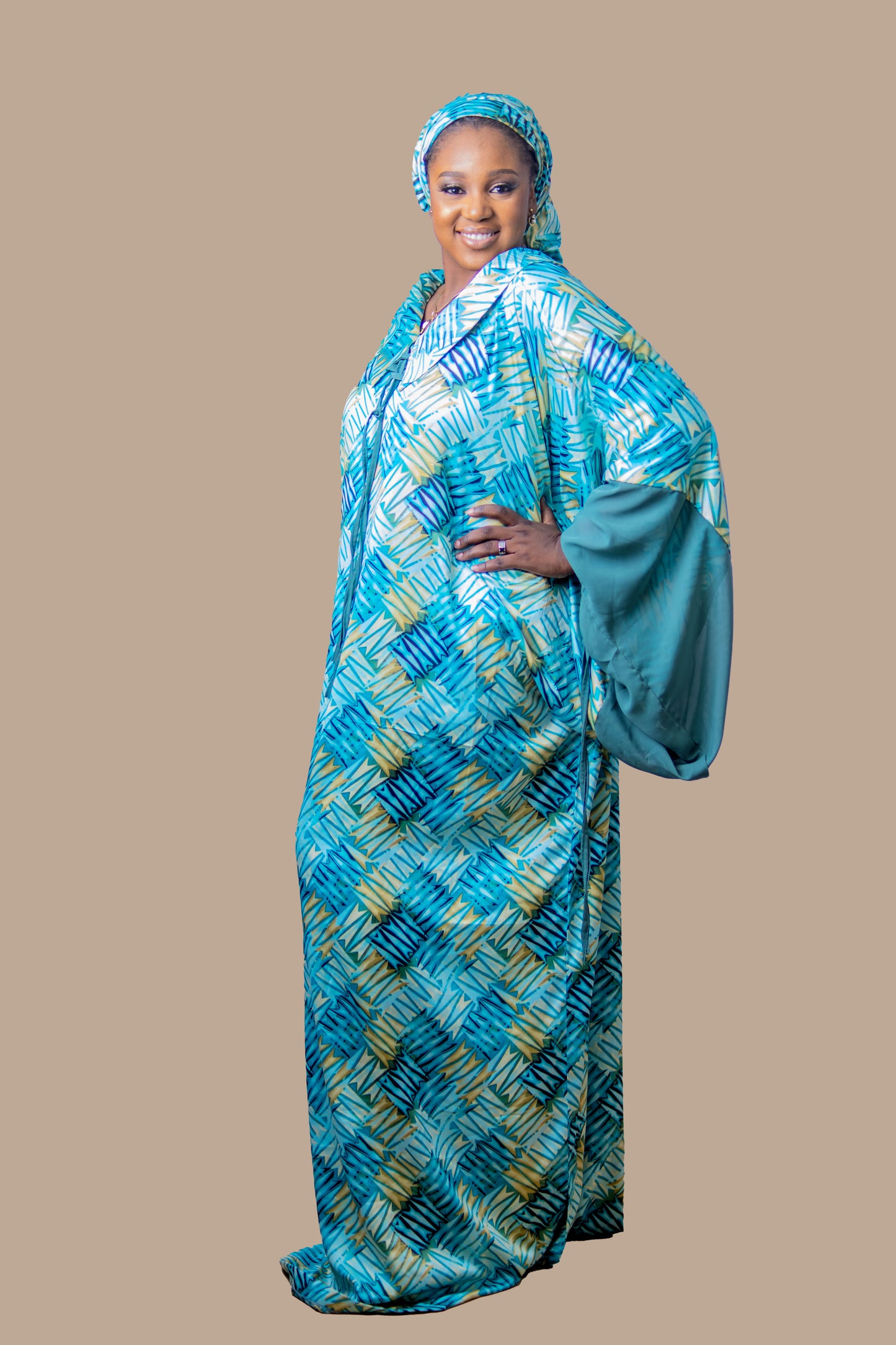 DARIA SILK BOUBOU DRESS GREEN