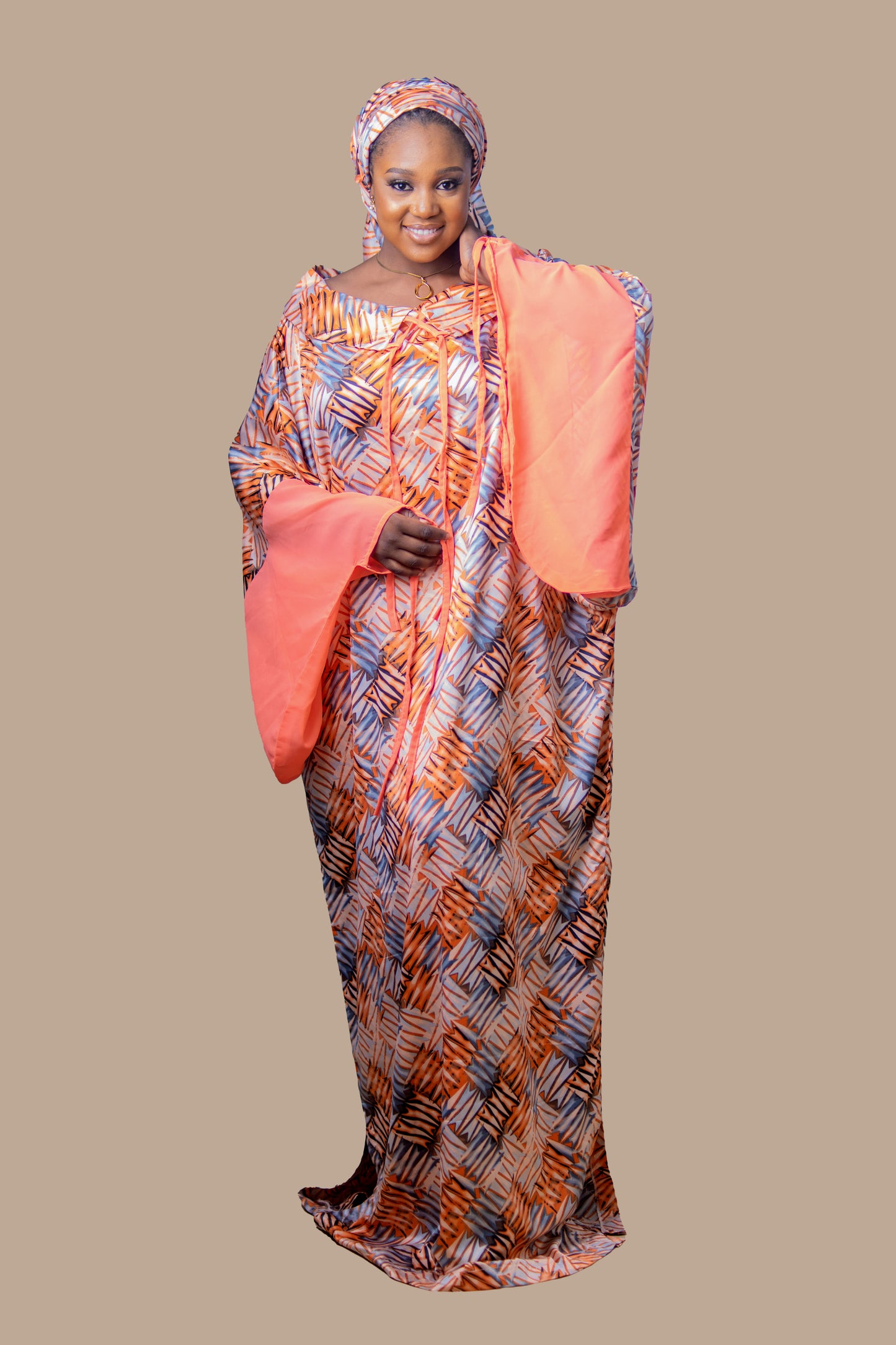 DARIA SILK BOUBOU DRESS ORANGE