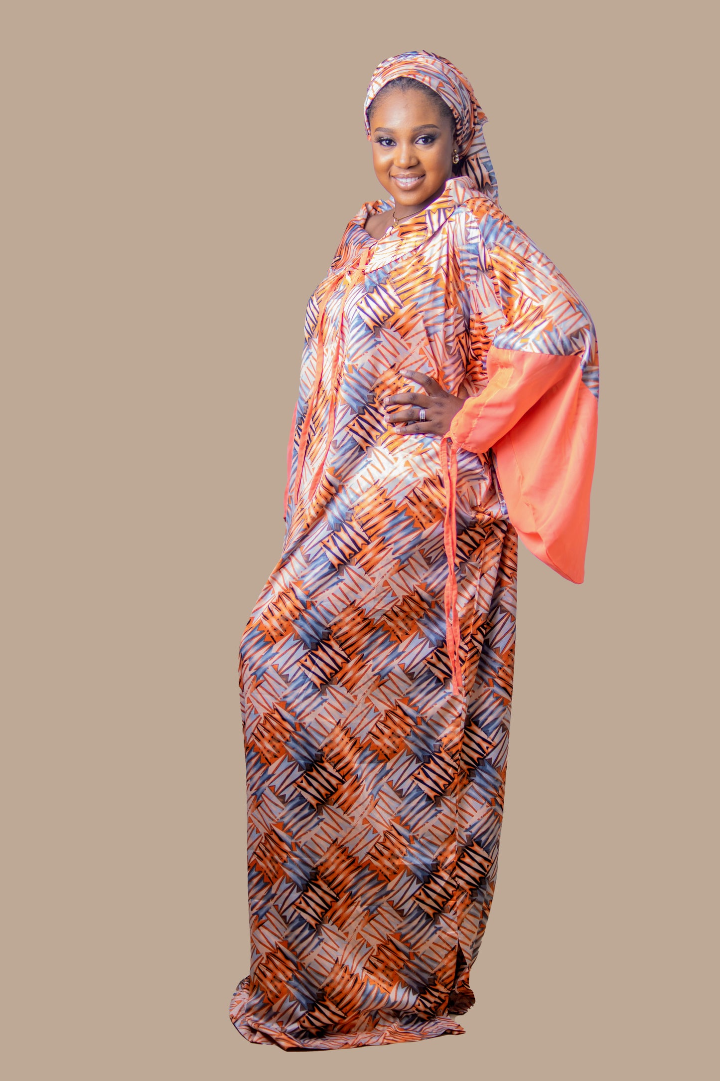 DARIA SILK BOUBOU DRESS ORANGE