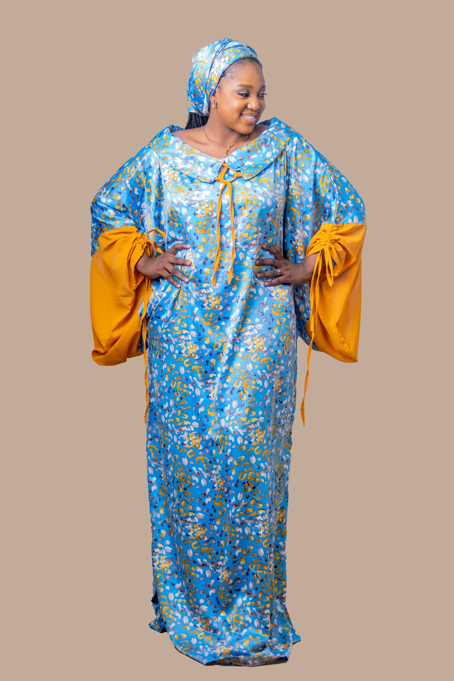 DARIA SILK BOUBOU DRESS MUSTARD