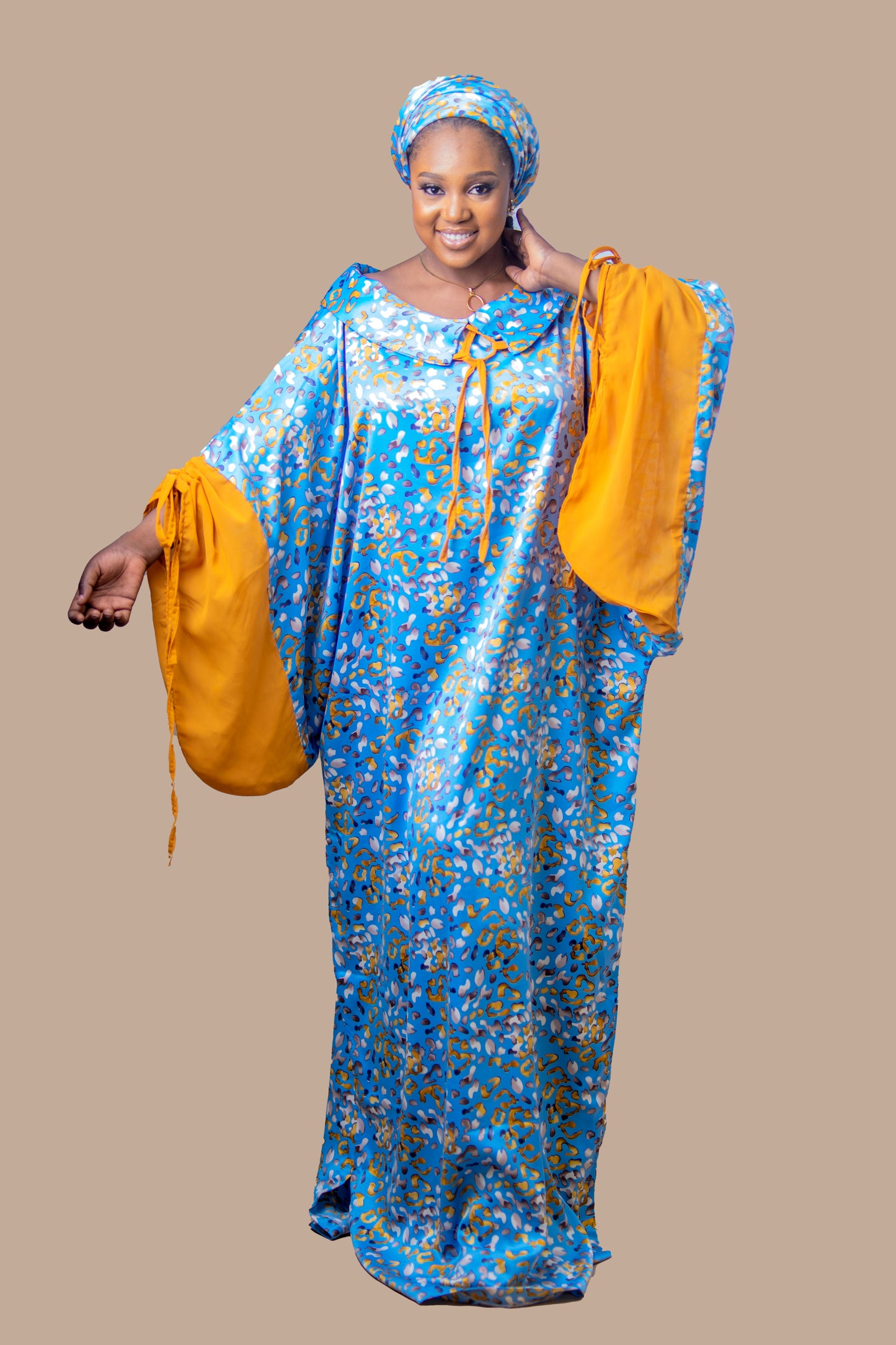 DARIA SILK BOUBOU DRESS MUSTARD