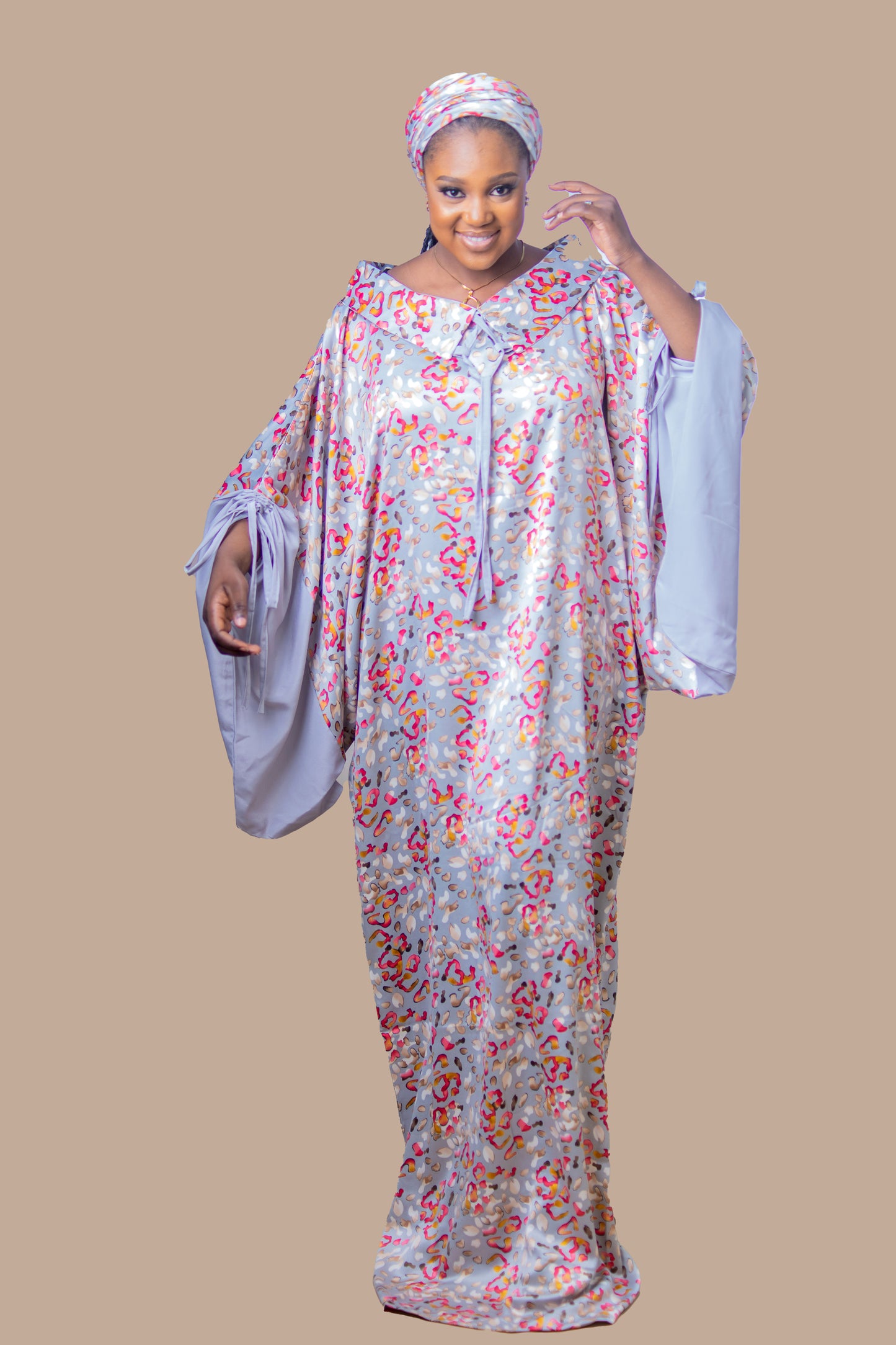 DARIA SILK BOUBOU DRESS ASH