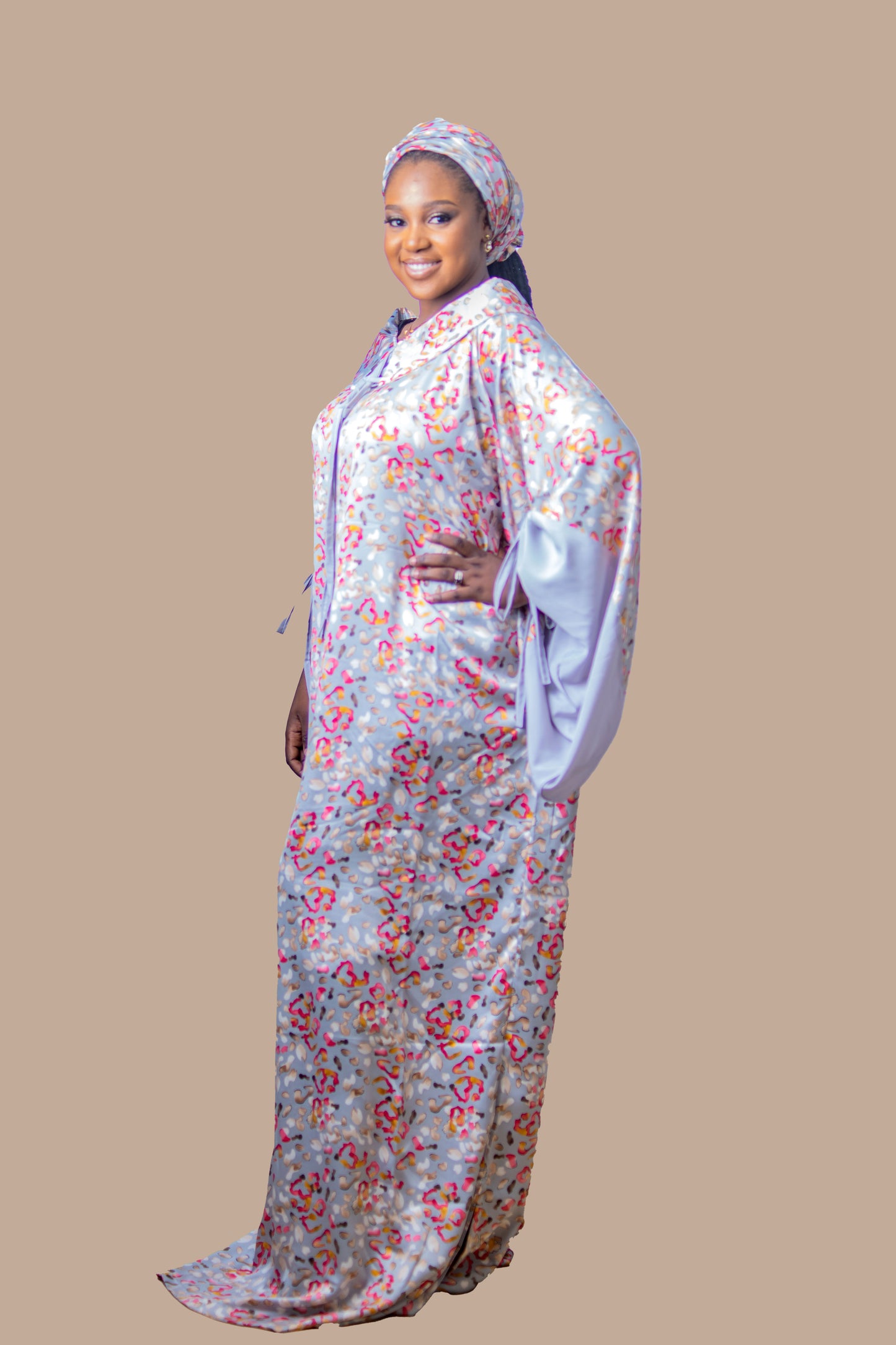 DARIA SILK BOUBOU DRESS ASH