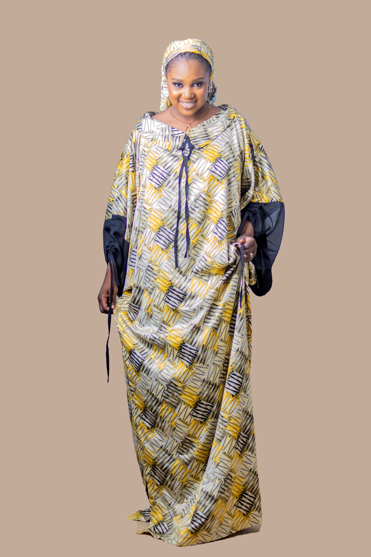 DARIA SILK BOUBOU DRESS OLIVE