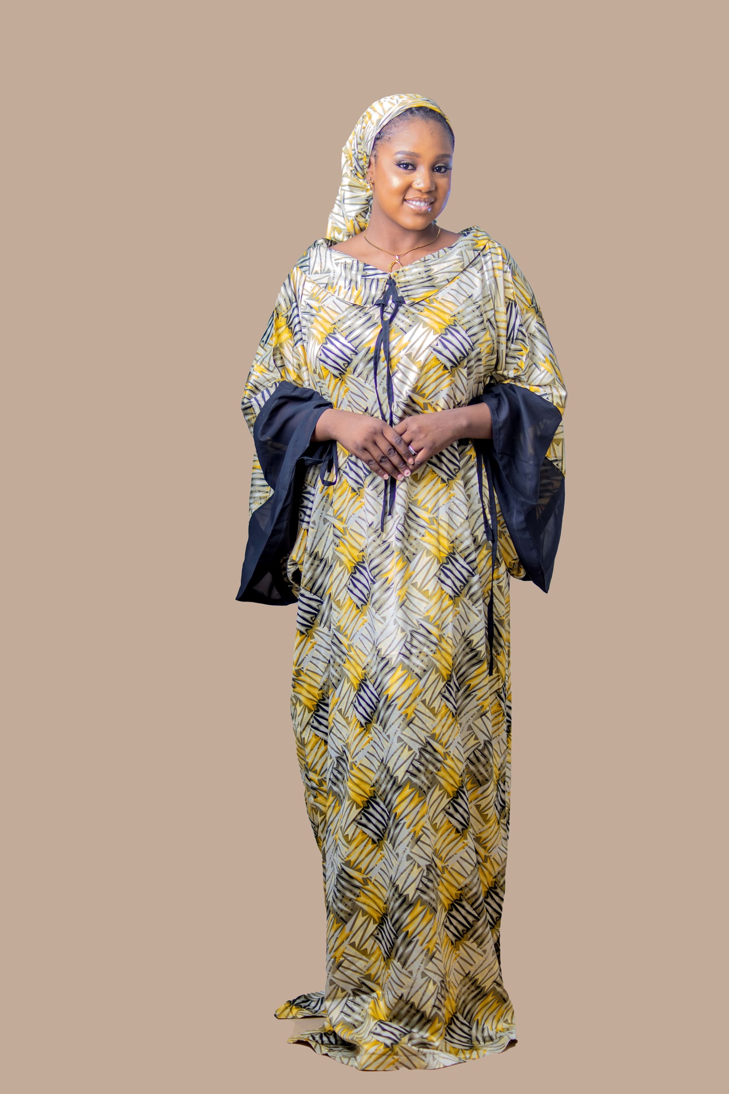 DARIA SILK BOUBOU DRESS OLIVE