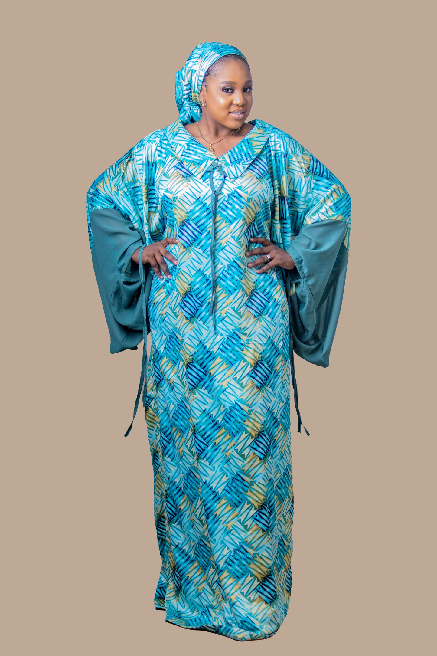 DARIA SILK BOUBOU DRESS GREEN