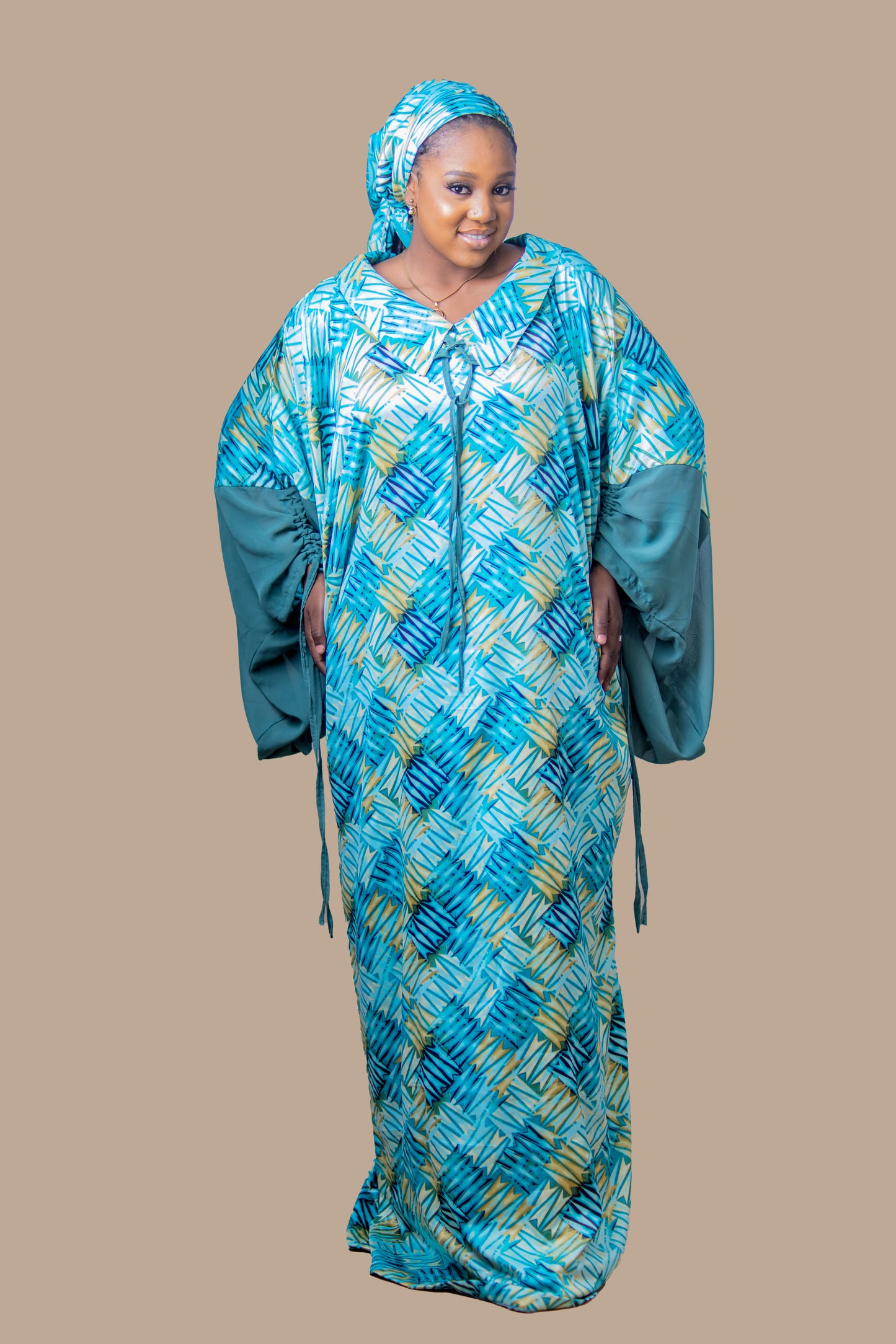 DARIA SILK BOUBOU DRESS GREEN