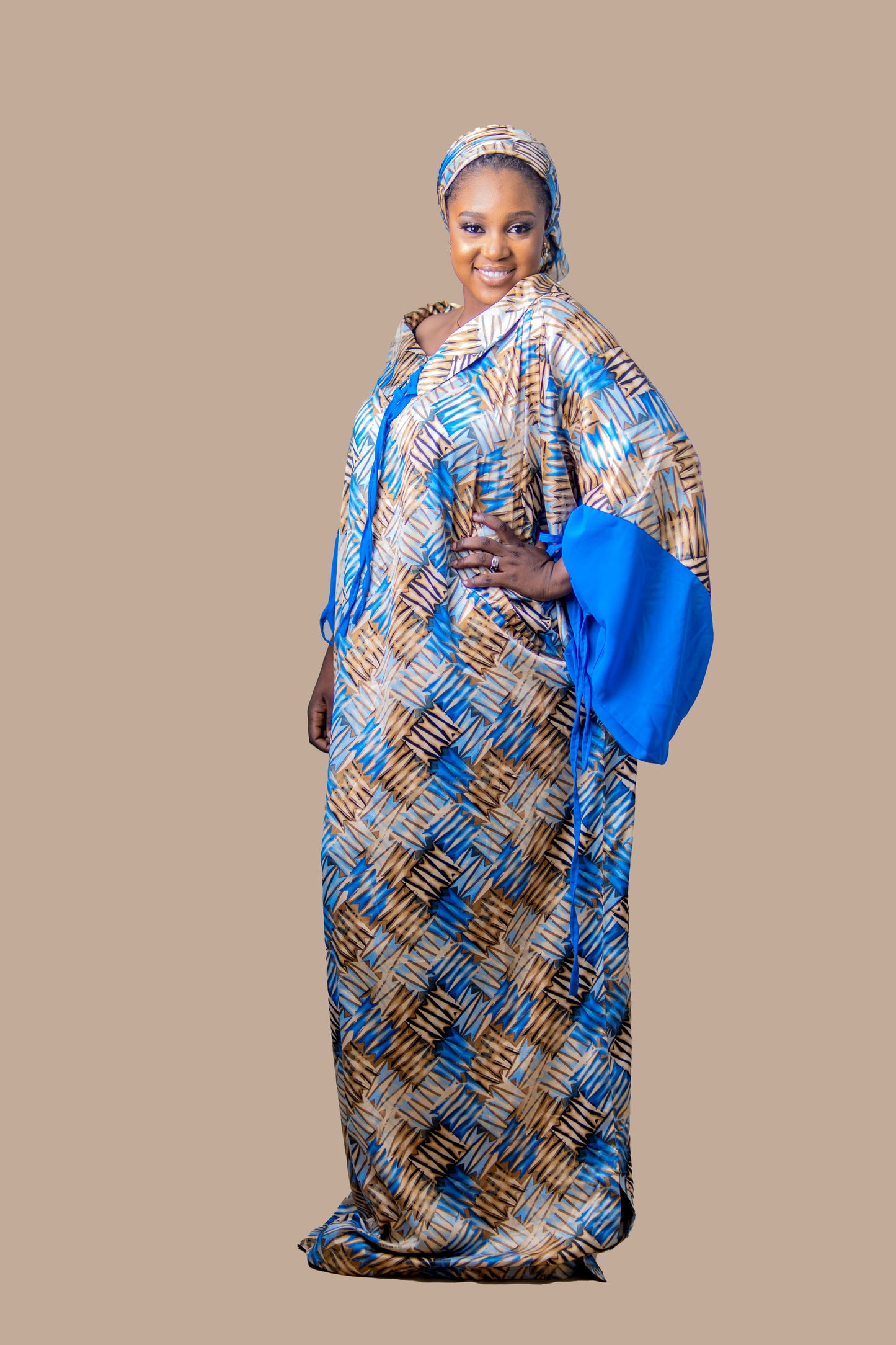 DARIA SILK BOUBOU DRESS BLUE