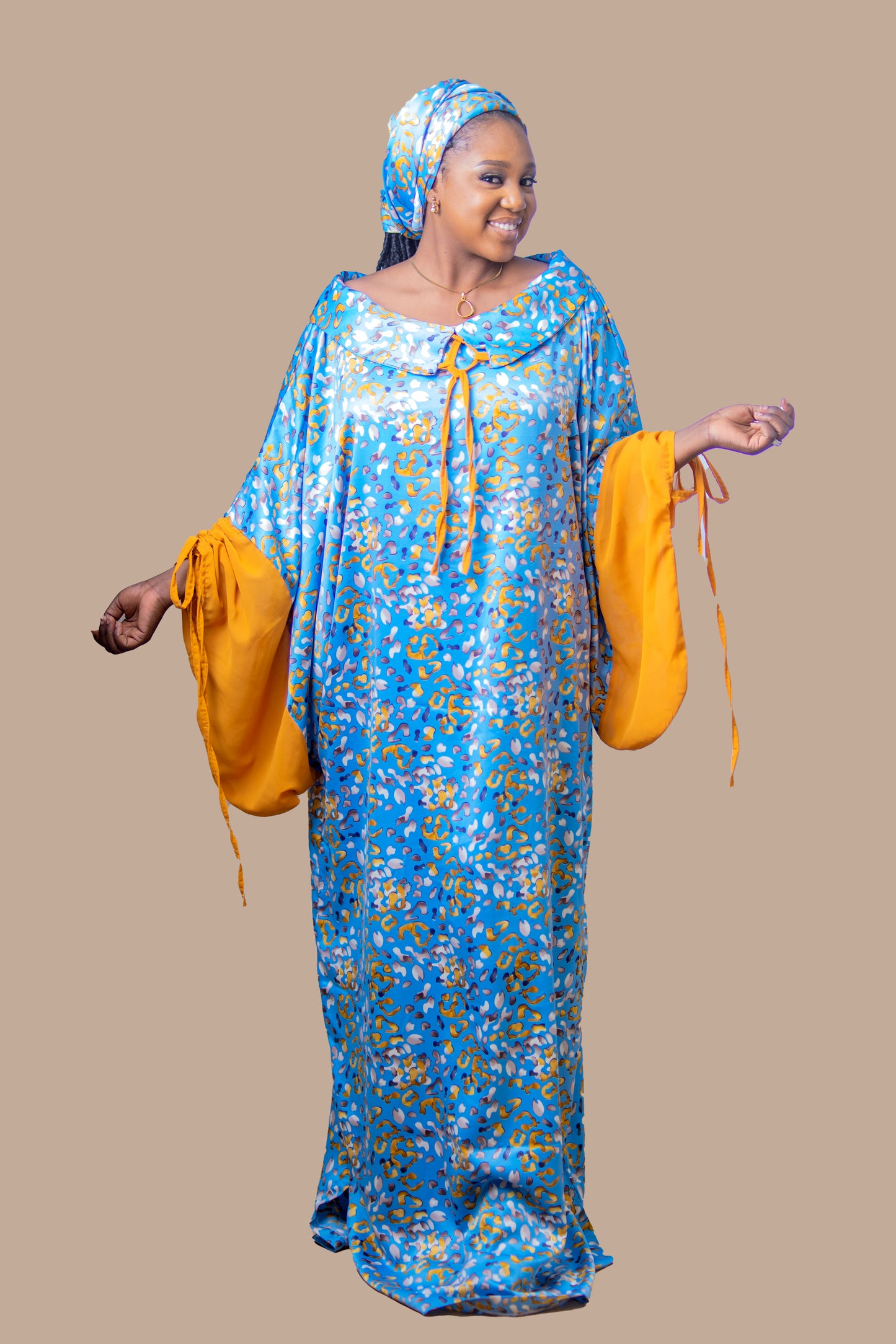 DARIA SILK BOUBOU DRESS MUSTARD