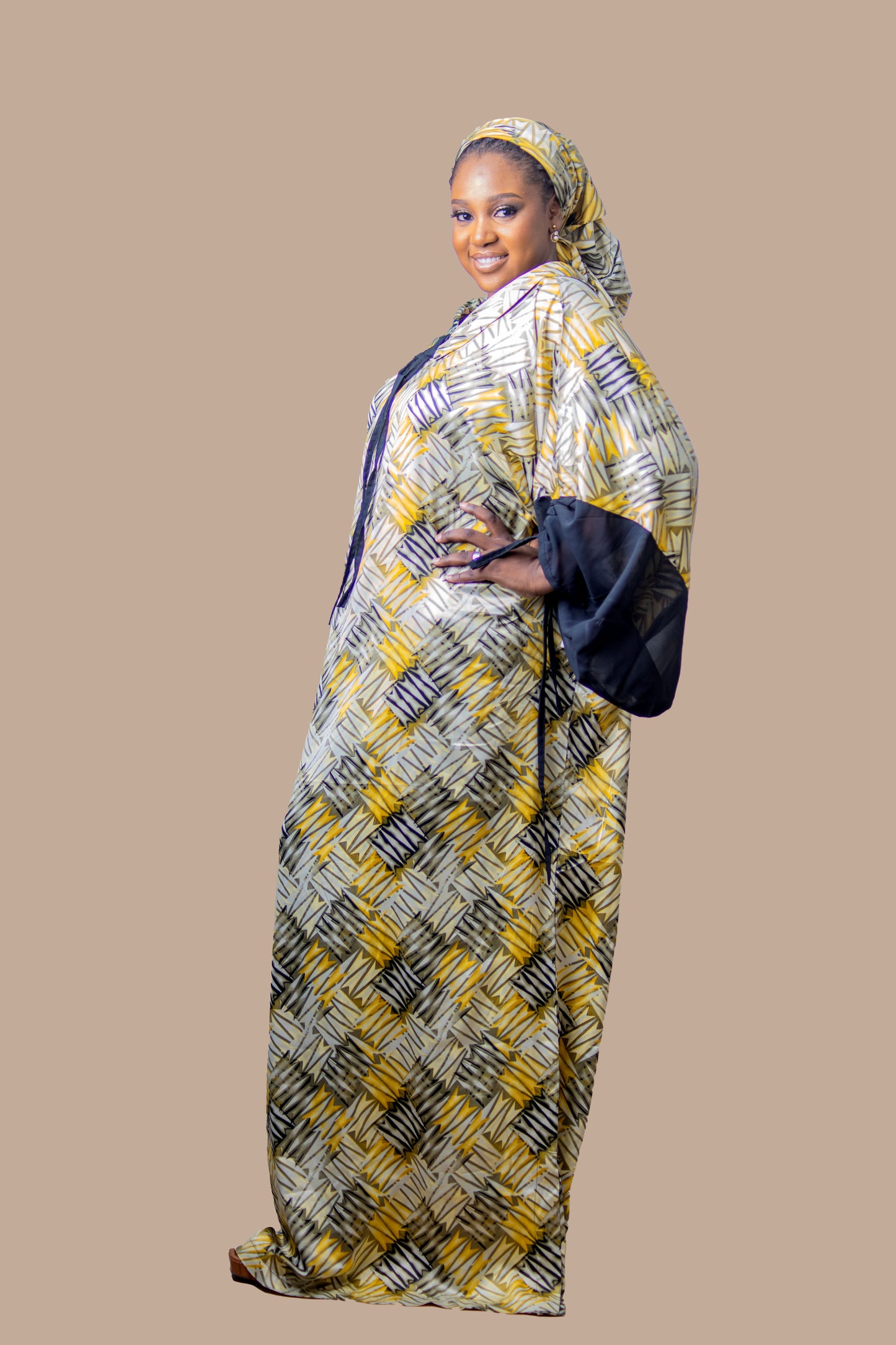DARIA SILK BOUBOU DRESS OLIVE